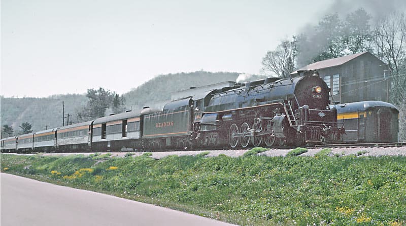  Reading & Northern #2102 leading a train in 1971