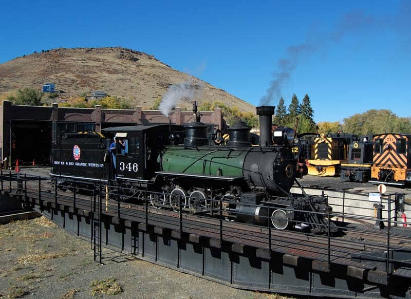 D&RGW #346 on the turntable as she returns from excursion.