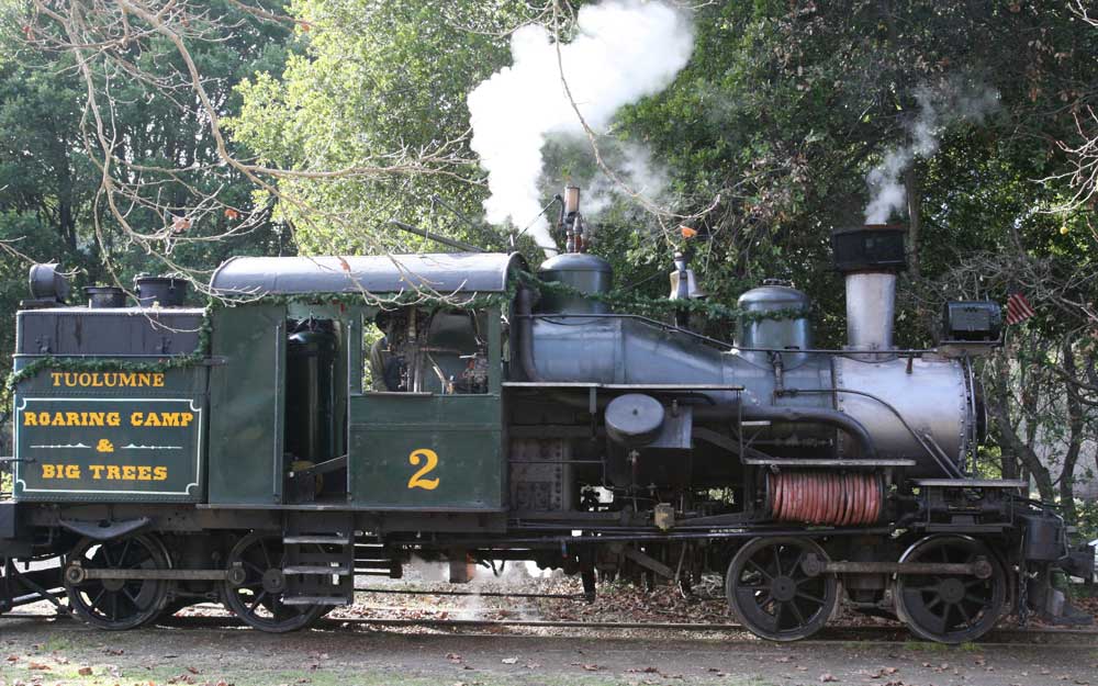 Tuolumne, also known as Roaring Camp #2, steaming up prior to an excursion on Roaring Camp & Big Trees Railroad.