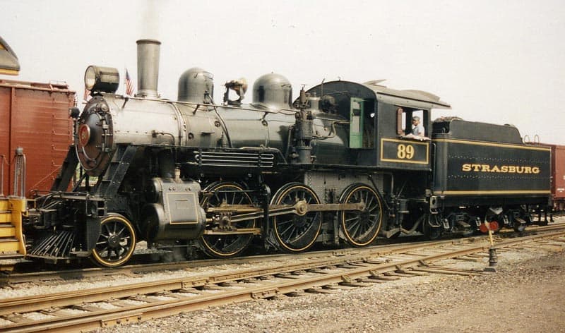 Strasburg #89 steams up in the Strasburg Rail Road yard.