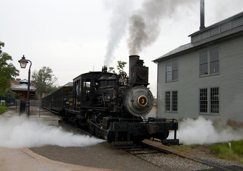 Torch Lake #3 locomotive train operates at Greenfield Village at The Henry Ford Museum