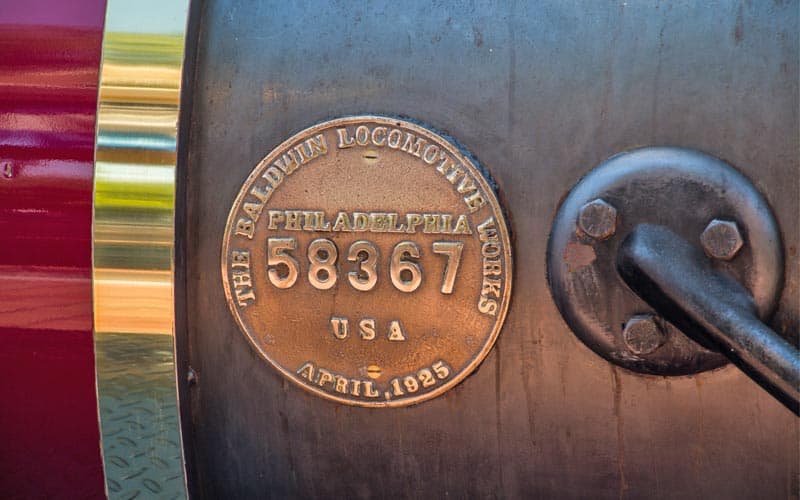 Builder's plate of Disneyland Railroad #4, which was built by Baldwin in 1925. 