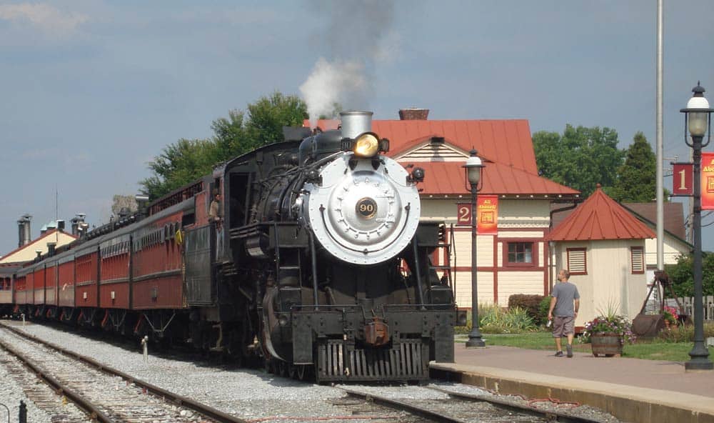 Strasburg #90 returns to the station following an excursion tour.