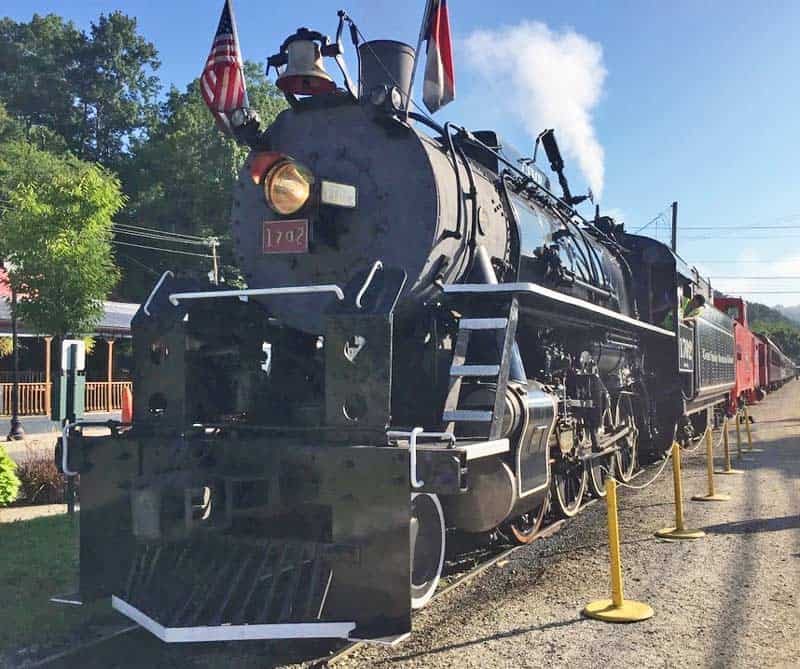 Great Smoky Mountains Railroad #1702 was originally built for use during World War II, but now finds herself leading excursions.