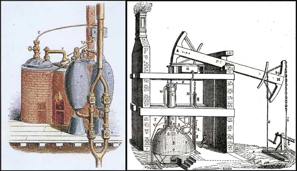 The Savery and Newcomen steam engines. Two early steam engines. Both used to power a pump water.