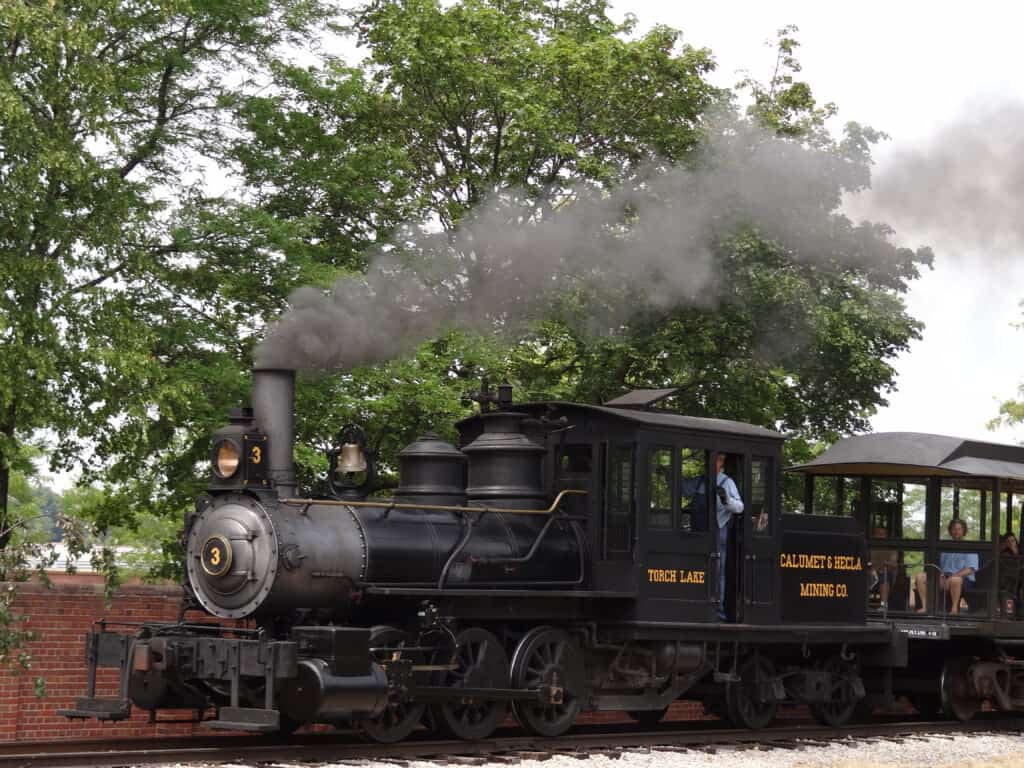 Torch Lake #3 is an active steam locomotive that operates daily at the Henry Ford Museum's Greenfield Village.