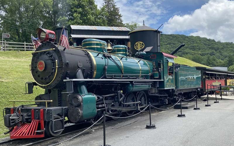 Tweetise #190, the Yukon Queen, sits on display when not in operation at the theme park.