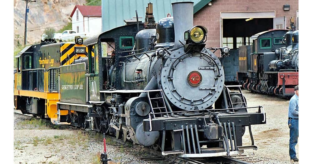 Georgetown Loop #40 on display though the locomotive recently returned to steam.