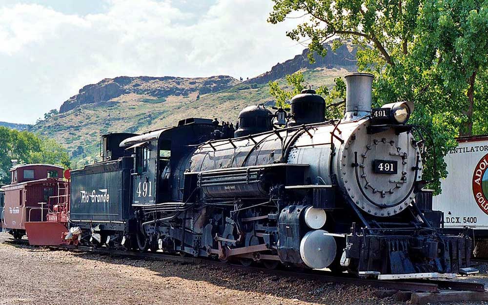 Rio Grande #491 on display at the Colorado Railroad Museum. The locomotive is one of 10 K-37 class locomotives produced by the Denver & Rio Grande Western Railroad