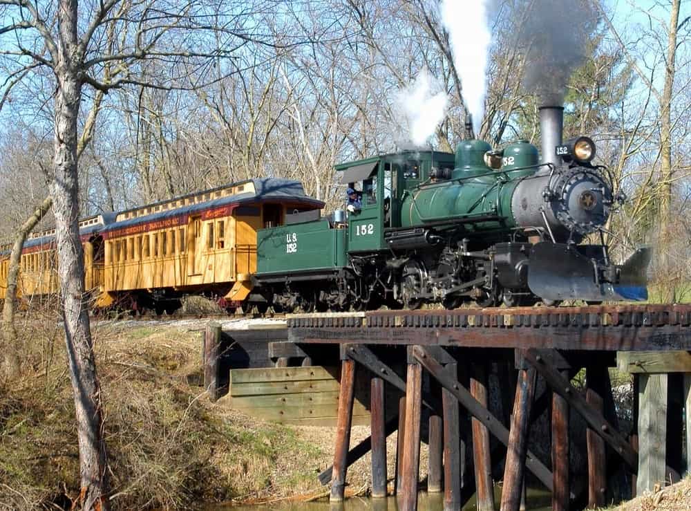 Huckleberry #152, shown as US #152, leads a passenger excursion.