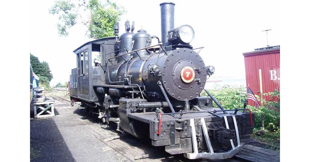 Bridgton & Saco River #7 on display at the Maine Narrow Gauge Museum