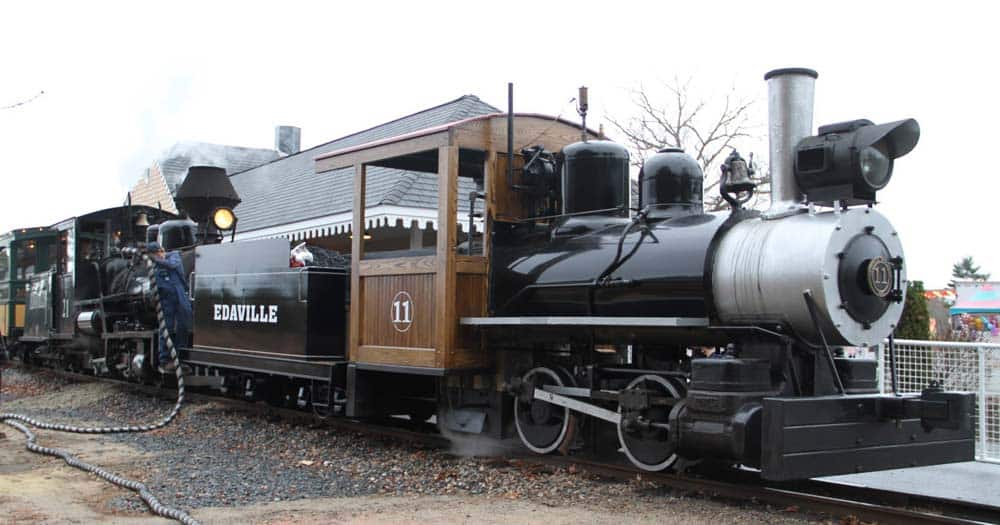 Edaville #11 was originally built for 30" gauge tracks but was converted for 2-foot tracks on the railroad.