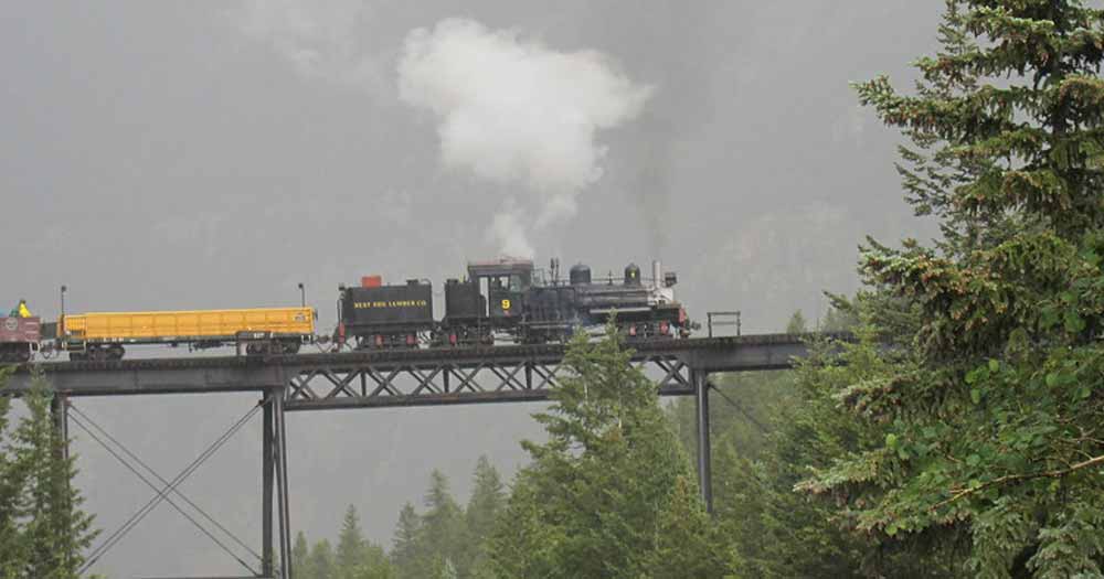 Westside Lumber #9 during a storm on the Georgetown Loop.