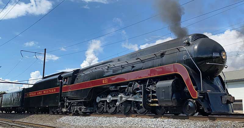 Norfolk & Western #611 steams up during a run in 2021.