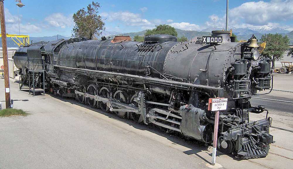 The prototype of the 4-12-2 "Union Pacific" type steam locomotive, UP #9000 on static display at the RailGiants Museum in California.