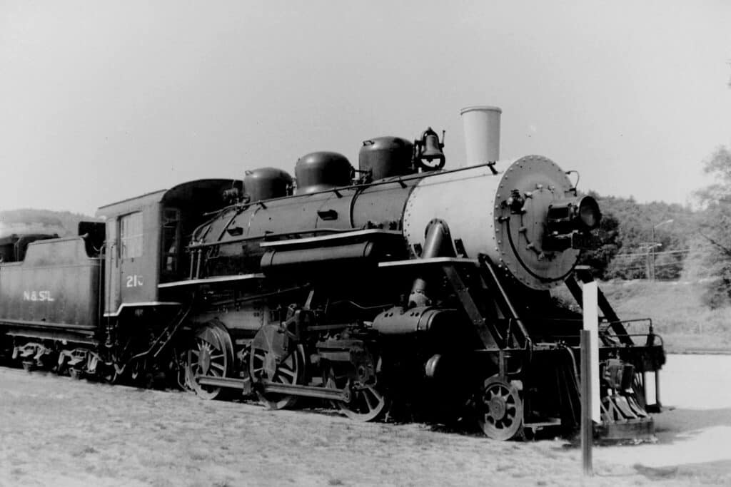 Norwood & St. Lawrence #210 waiting permanent display after being retired to Steamtown.