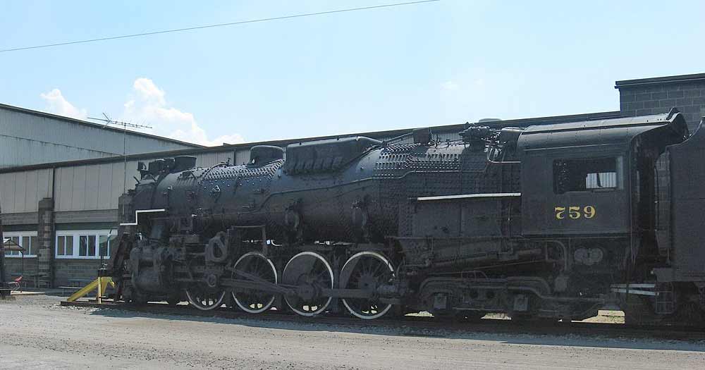 Nickel Plate #759 undergoing maintenance at Steamtown in Pennsylvania.