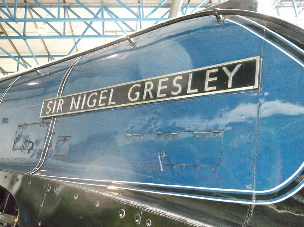 A close-up of the name plate on locomotive #4498 of London & North Eastern Railway...better known as the Sir Nigel Gresley.