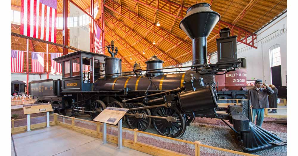 B&O #57, nicknamed Memnon, sits on display at the B&O Railroad Museum