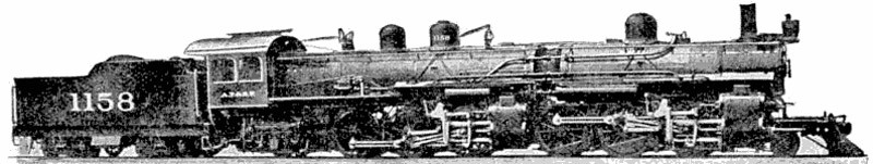 This is an odd permutation of the 2-6-6-2 Mallet articulated design. The Atchison Topeka & Santa Fe experimented with six "flexible jointed" boilers. This picture of 1158, the first of the first class of this type, shows the flexible bellows type of joint about half way down the boiler.