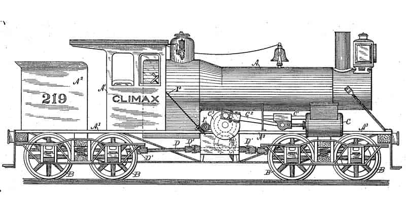 Patent drawing for Climax Class B.