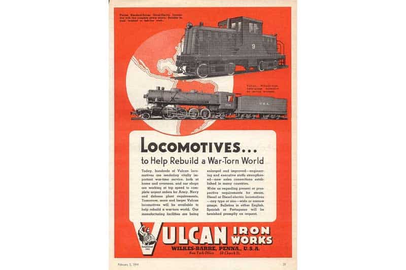 Vulcan Iron Works ad from 1944 during World War II.