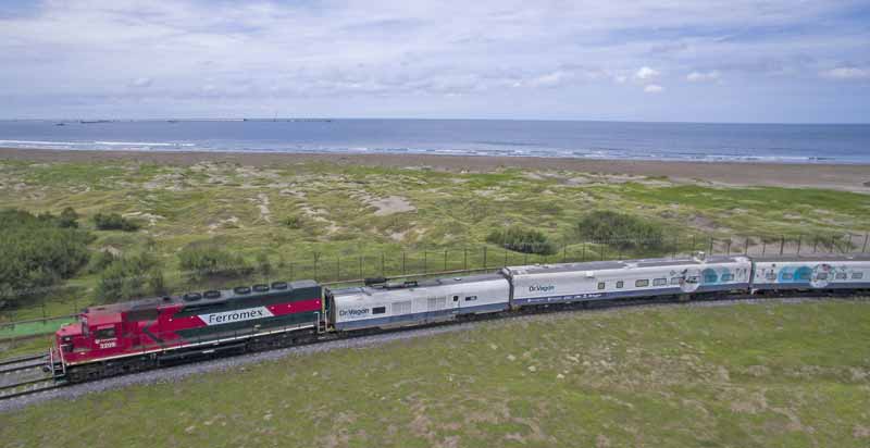 The Dr. Vagon Hospital Train runs in Mexico in 2016.