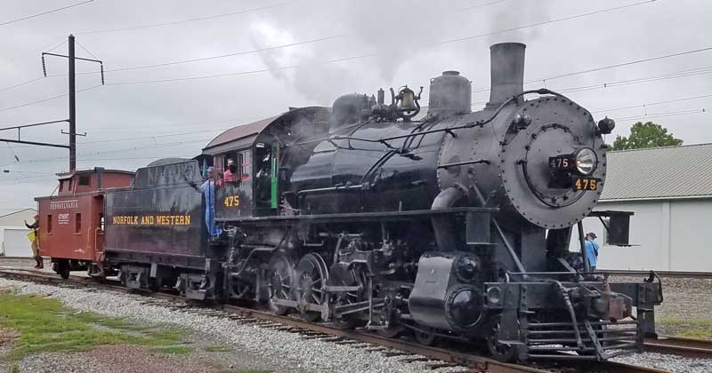 Strasburg 475, sometimes referred to as Norfolk & Western 475, steams up at Leaman Place Junction in Pennsylvania in 2020. The locomotive was in an accident on November 2, 2022.